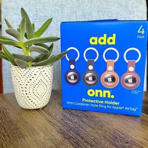 onn. Protective Holder Ring for Apple AirTag Vegan Leather, Neutrals